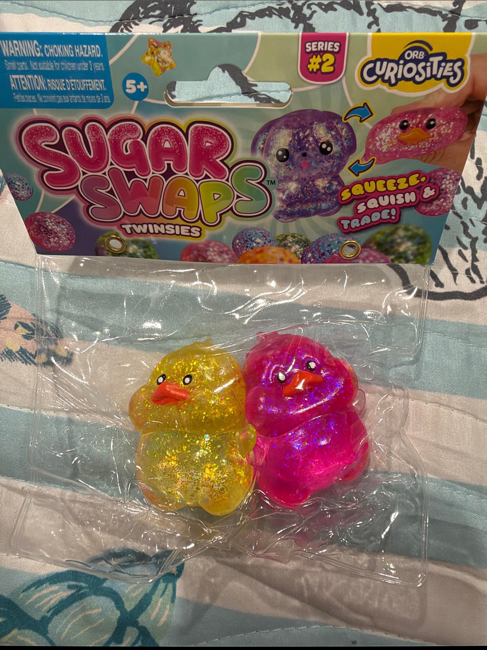 Sugar Swaps Twinsies Squeeze Toys - Yellow & Pink Glitter Ducks